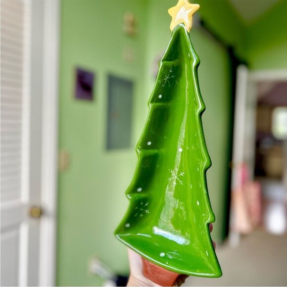 Green Festive Ceramic Christmas Tree Kitchen Table Dish Decorative Accent Art - Picture 4 of 7
